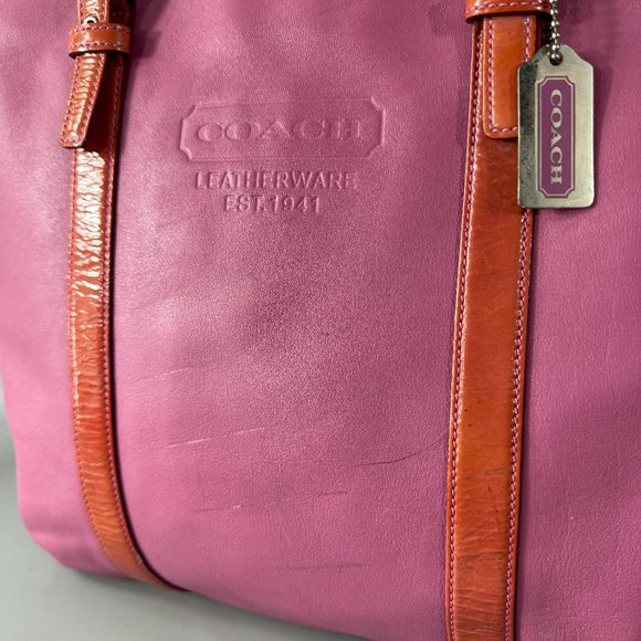 Coach #5787 Pink Leather Large Tote Bag - Picture 4 of 13